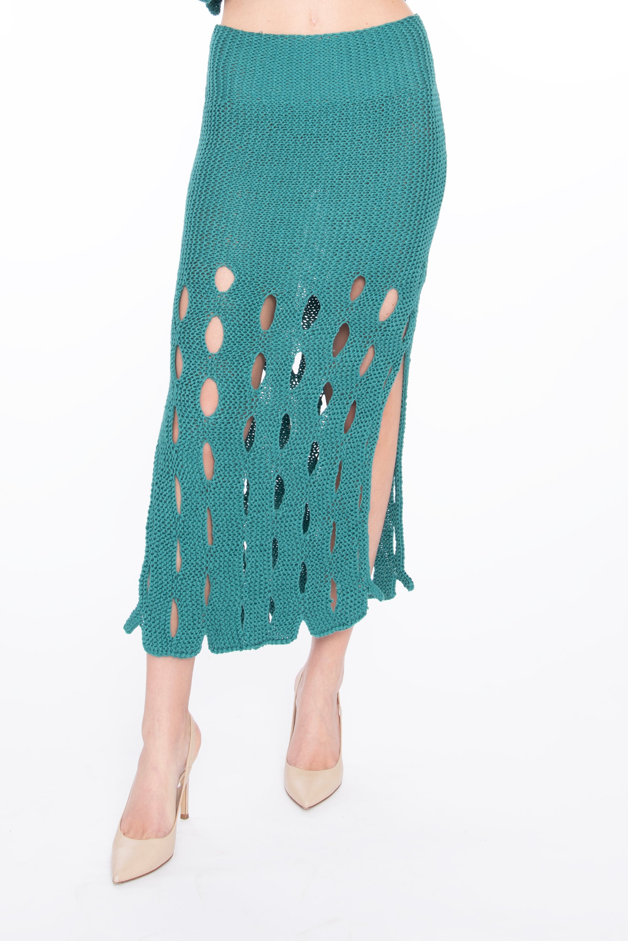 Handmade perforated cotton sweater