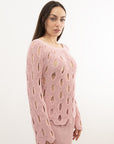 Handmade perforated cotton sweater